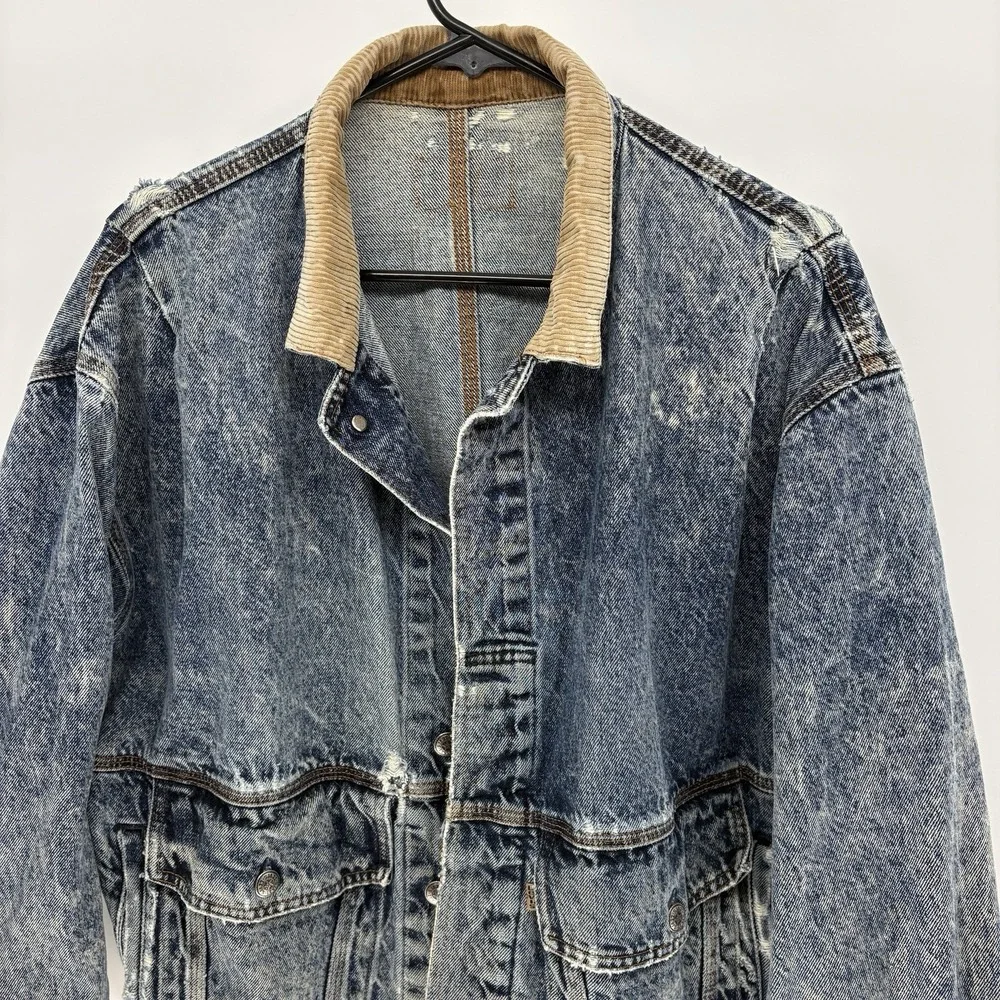 Vintage 60s Levis Denim Chore Jacket A-2 Bomber Buckle Back Orange Tab USA M